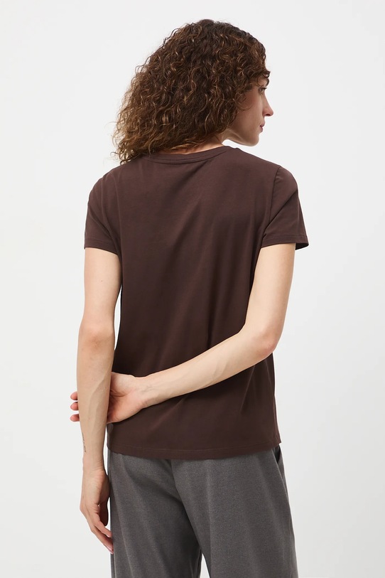 Odzież T-shirt bawełniany damski z elastanem gładki RW24.TSD062 brązowy
