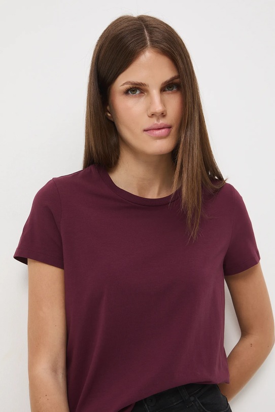 T-shirt bawełniany damski z elastanem gładki fioletowy RW24.TSD062