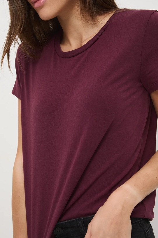 T-shirt bawełniany damski z elastanem gładki RW24.TSD062 fioletowy