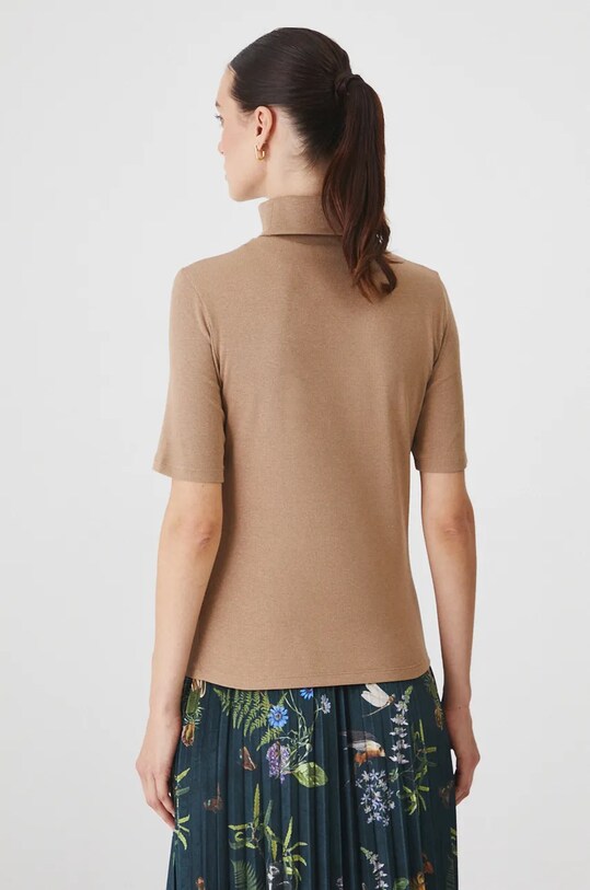 Odzież T-shirt damski z modalem kolor beżowy RW24.TSD070 beżowy