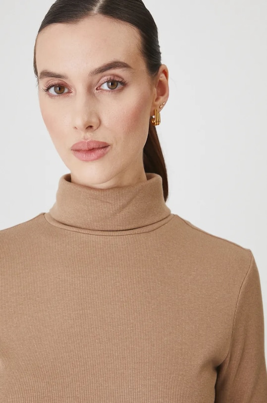 T-shirt damski z modalem kolor beżowy beżowy RW24.TSD070