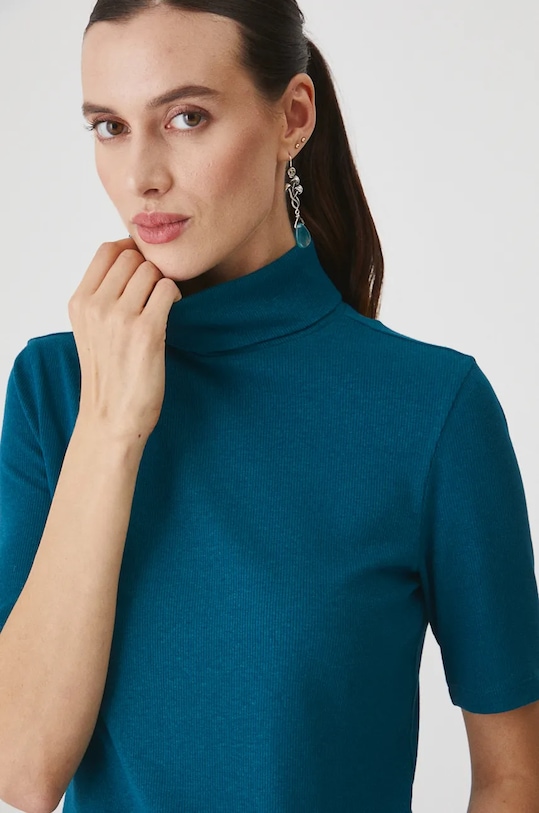 Tričko dámské s modalem zelená barva tyrkysová RW24.TSD070