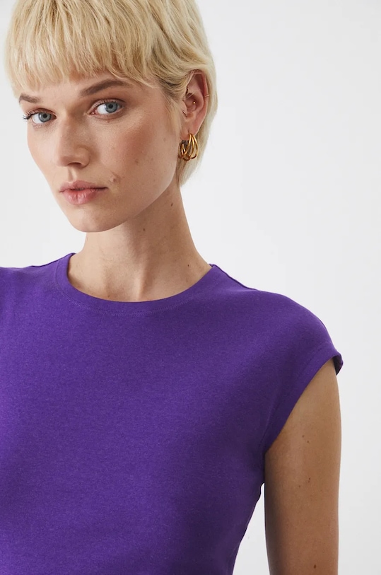 T-shirt damski z modalem kolor fioletowy fioletowy RW24.TSD072