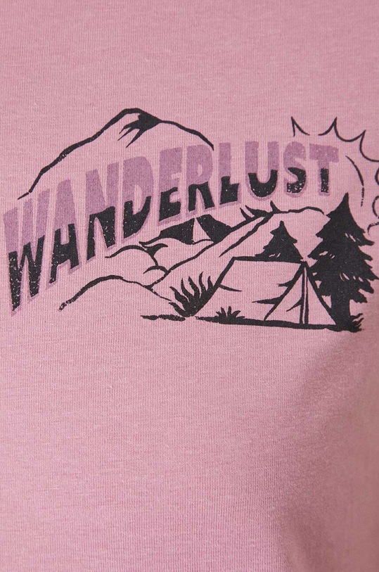 Bavlnené tričko dámske s prímesou elastanu s potlačou ružová farba RW24.TSD170 ružová