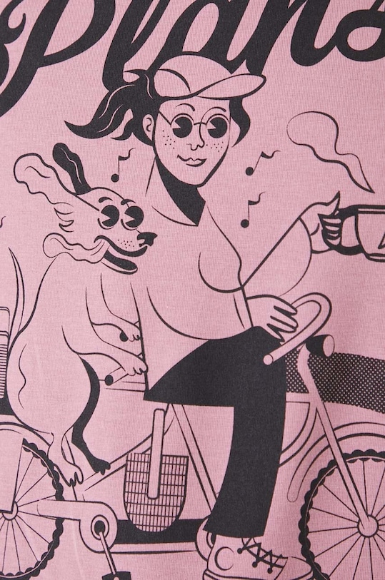 Bavlněné tričko s elastanem s potiskem růžová barva RW24.TSD173