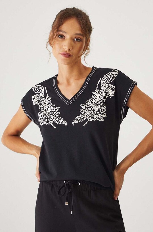 Medicine tricou flori negru RW24.TSD204