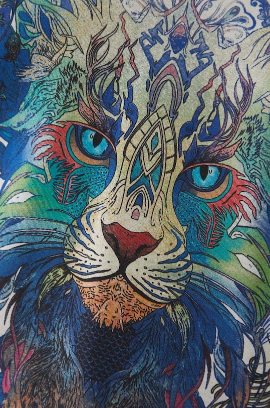 Bavlněné tričko dámské s potiskem modrá barva RW24.TSD302 šedá