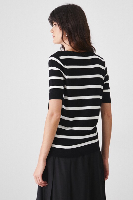 Odzież T-shirt damski w pasy kolor czarny RW24.TSD400 czarny