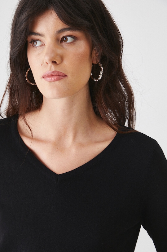 T-shirt damski gładki kolor czarny czarny RW24.TSD400