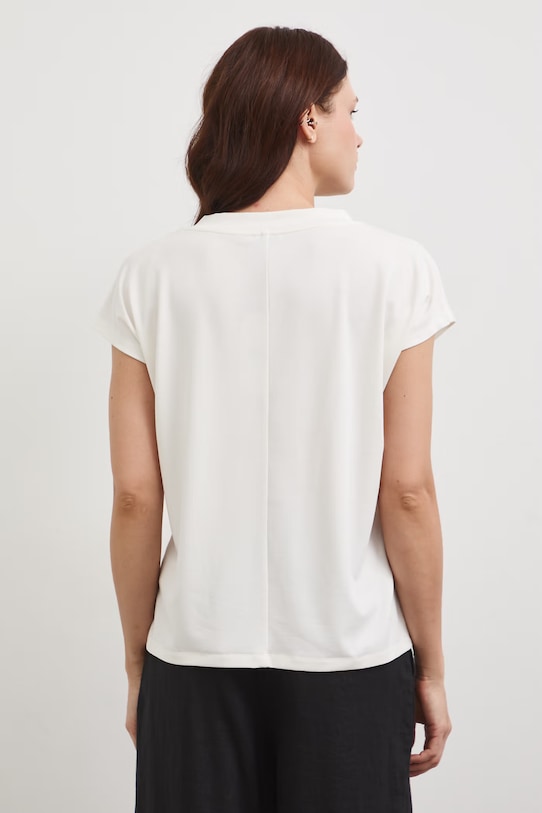 Odzież T-shirt damski gładki z modalem kolor beżowy RW24-TSD404 beżowy