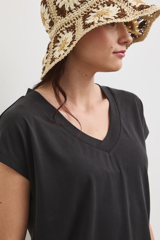 T-shirt damski gładki z modalem kolor szary RW24.TSD404 szary