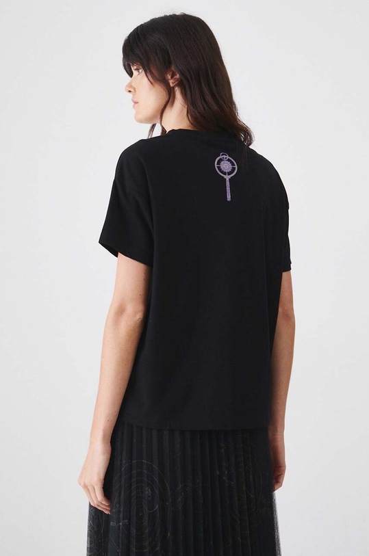 T-shirt bawełniany damski z domieszką elastanu z kolekcji Science kolor czarny czarny RW24.TSD454