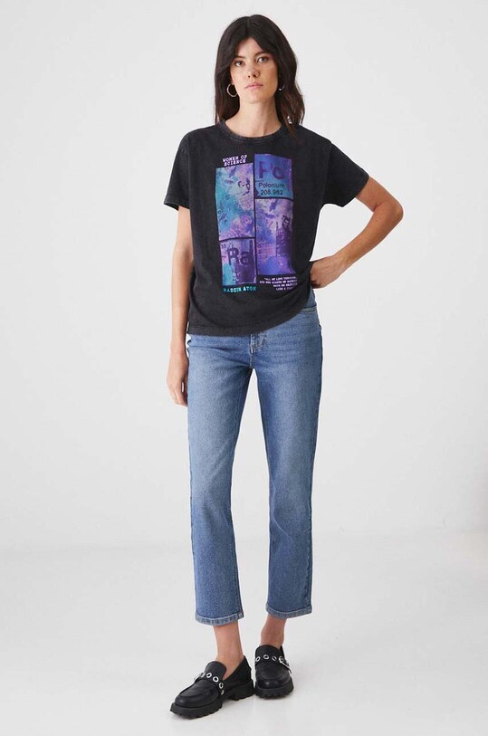 Odzież T-shirt bawełniany damski z kolekcji Science by Peter Smolka kolor szary RW24.TSD457 szary