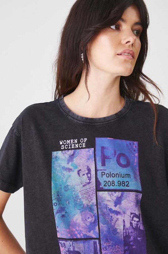 T-shirt bawełniany damski z kolekcji Science by Peter Smolka kolor szary RW24.TSD457 szary