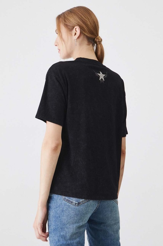 Odzież T-shirt bawełniany damski z nadrukiem kolor czarny RW24.TSD501 czarny