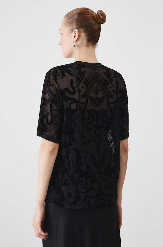 Odzież T-shirt damski wzorzysty kolor czarny RW24.TSD505 czarny