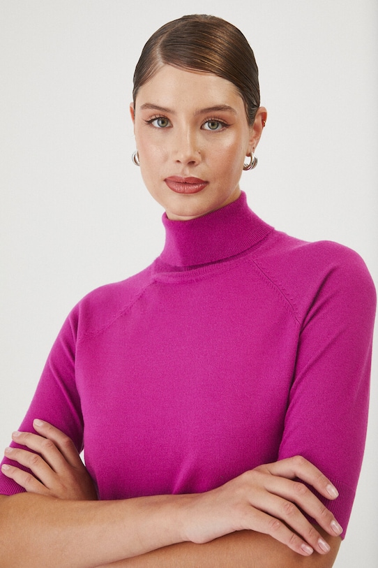 Tričko dámske s golierom fialová farba slim fialová RW24.TSD600