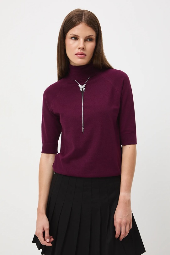 T-shirt damski z golfem bordowy RW24.TSD600