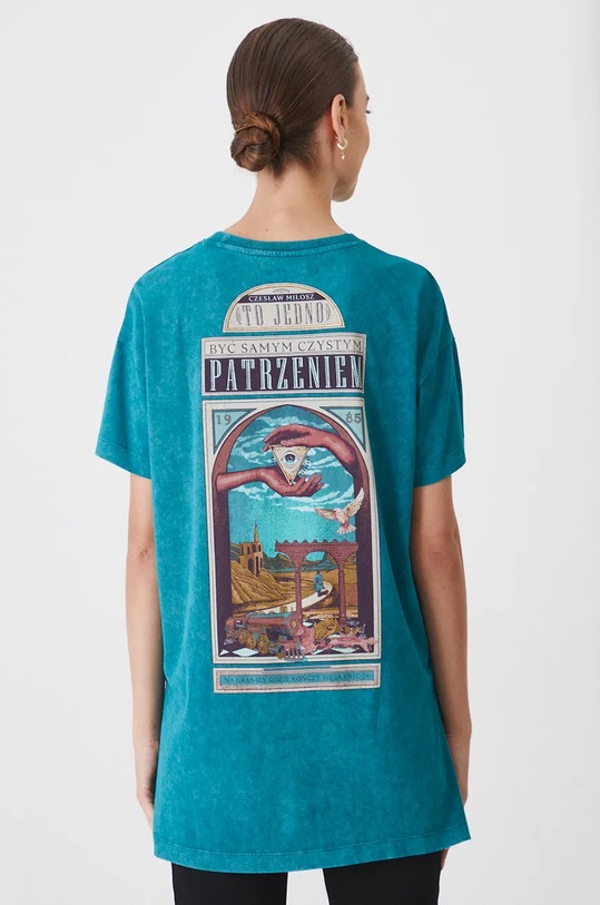 T-shirt bawełniany damski – Medicine z okazji roku Miłosza, kolor zielony RW24.TSD650 zielony RW24