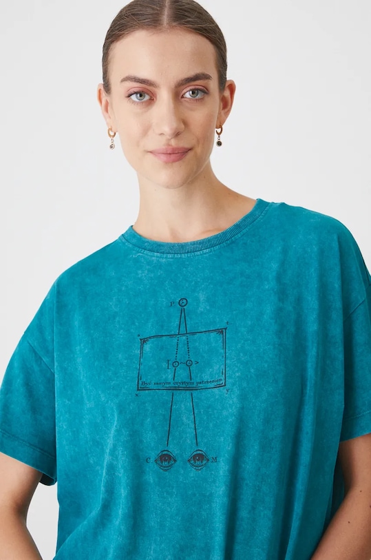 T-shirt bawełniany damski – Medicine z okazji roku Miłosza, kolor zielony RW24.TSD650 zielony