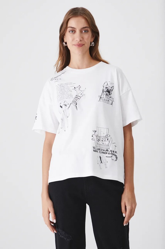T-shirt bawełniany damski – Medicine z okazji roku Miłosza, kolor biały RW24.TSD654 biały RW24