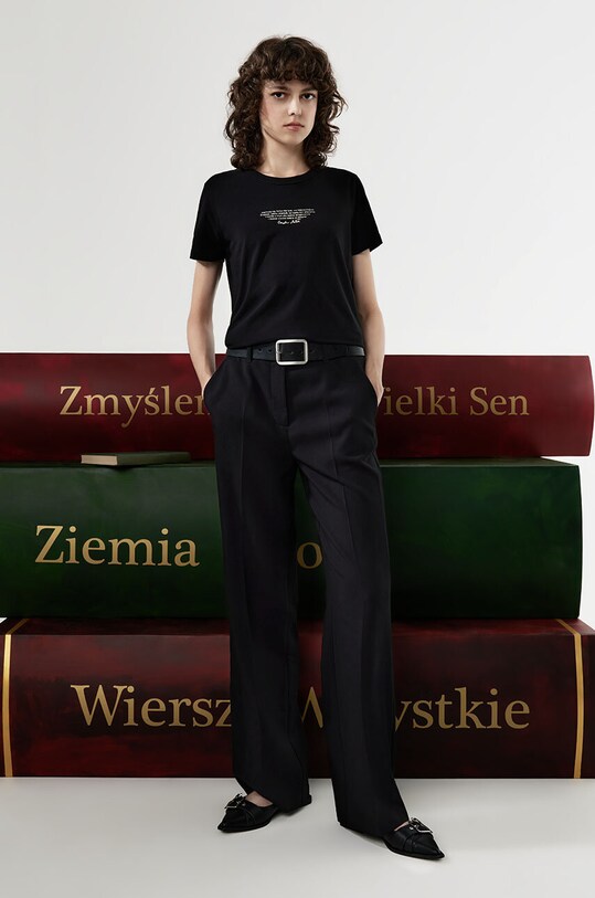 T-shirt damski – Medicine z okazji roku Miłosza, kolor czarny okrągły czarny RW24.TSD655