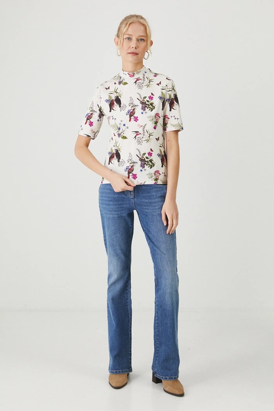 Bavlněné tričko dámské s příměsí elastanu, z kolekce Together For Nature béžová barva RW24.TSD707 béžová RW24