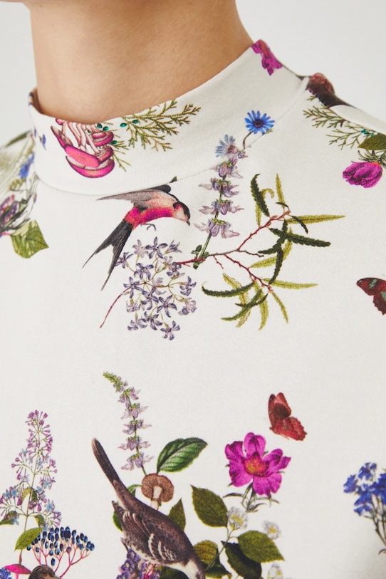 Bavlněné tričko dámské s příměsí elastanu, z kolekce Together For Nature béžová barva RW24.TSD707 béžová