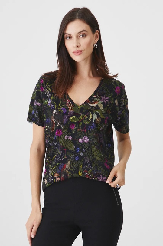 Bavlněné tričko dámské z kolekce Together For Nature černá barva RW24.TSD708 černá RW24