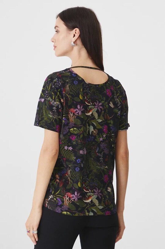 Bavlněné tričko dámské z kolekce Together For Nature černá barva černá RW24.TSD708