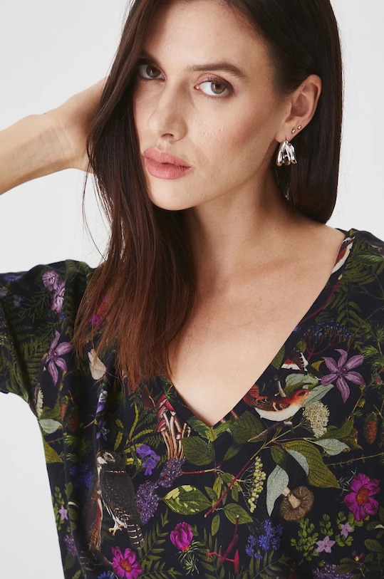 Bavlněné tričko dámské z kolekce Together For Nature černá barva RW24.TSD708 černá