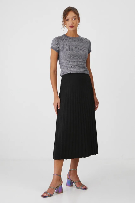 T-shirt damski z metaliczną nicią kolor srebrny RW24.TSD803 srebrny RW24