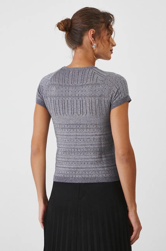 Odzież T-shirt damski z metaliczną nicią kolor srebrny RW24.TSD803 srebrny