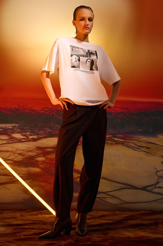 T-shirt bawełniany damski z kolekcji Zdzisław Beksiński x Medicine kolor biały RW24.TSD851 biały RW24