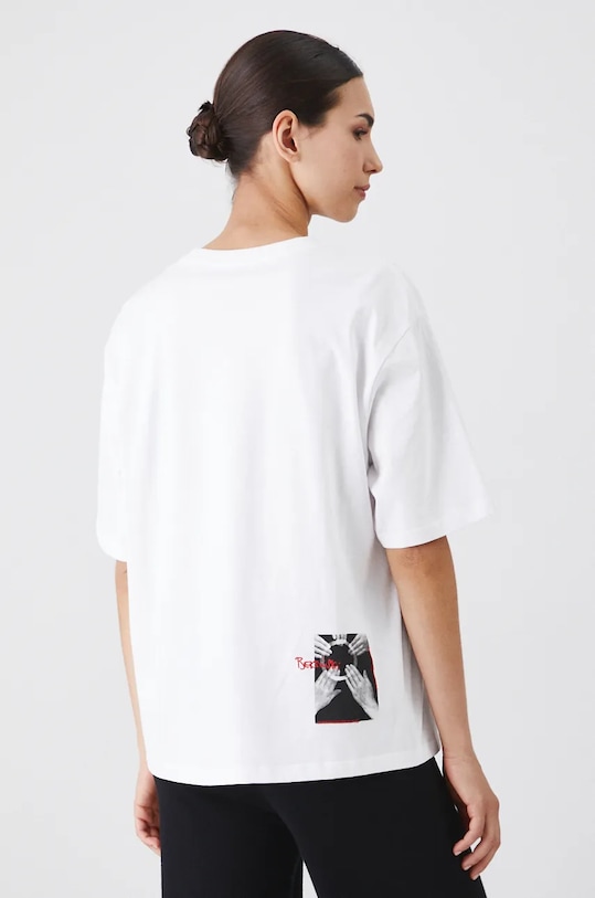 Odzież T-shirt bawełniany damski z kolekcji Zdzisław Beksiński x Medicine kolor biały RW24.TSD851 biały