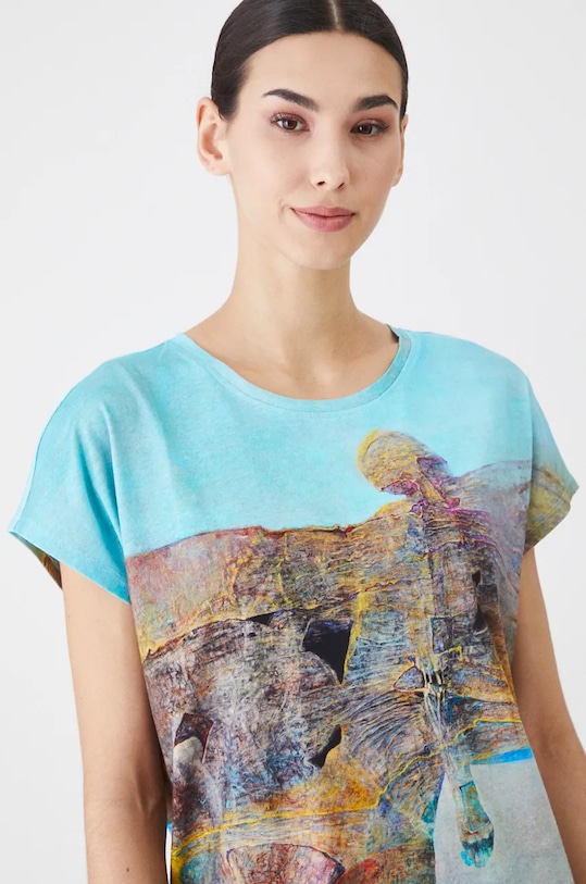 T-shirt bawełniany damski z kolekcji Zdzisław Beksiński x Medicine kolor zielony RW24.TSD855 zielony RW24