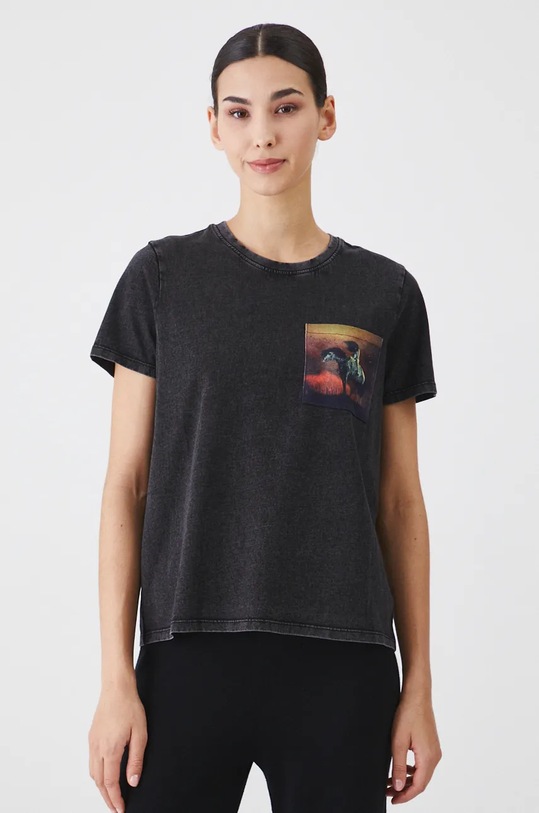 T-shirt bawełniany damski z kolekcji Zdzisław Beksiński x Medicine kolor czarny RW24.TSD856 czarny RW24