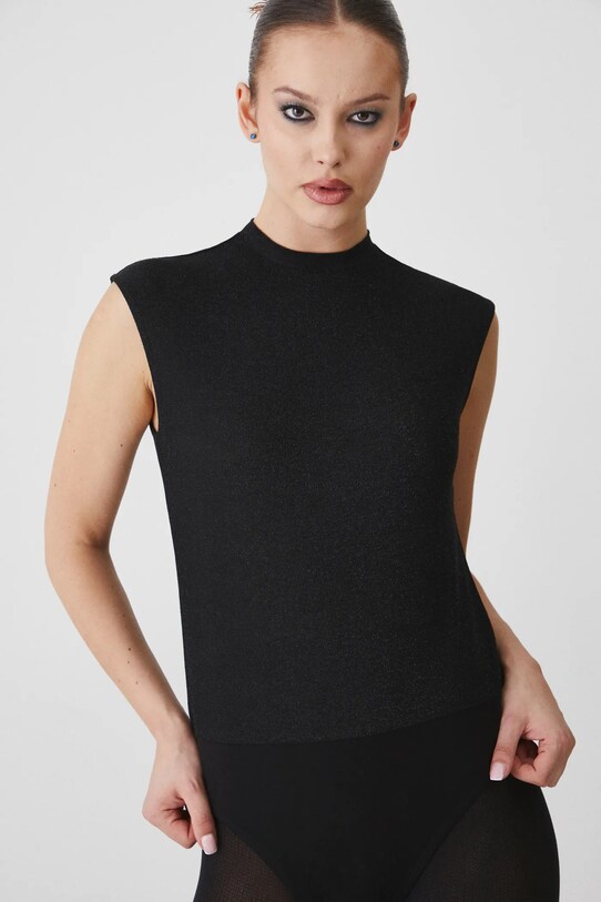Body damskie z metaliczną nicią kolor czarny czarny RW24.TSDA03