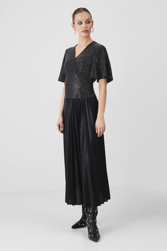 T-shirt damski z metaliczną nicią kolor czarny RW24.TSDA07 czarny RW24