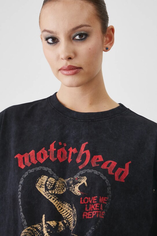 T-shirt bawełniany damski Motörhead kolor szary szary RW24.TSDA70