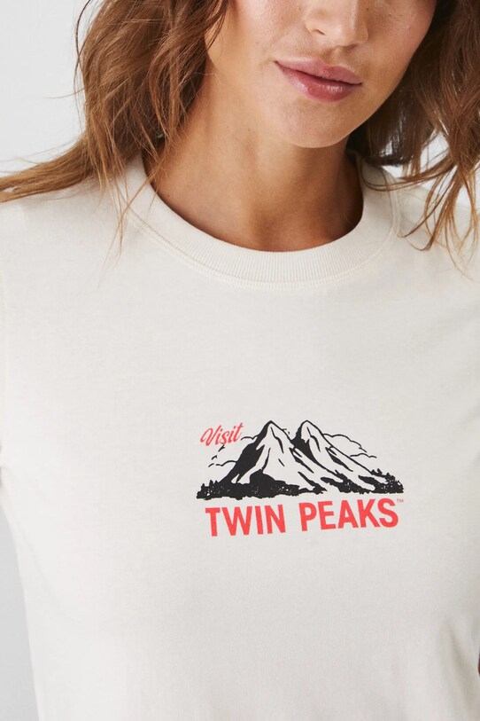 T-shirt bawełniany damski Twin Peaks kolor beżowy RW24.TSDA74 beżowy