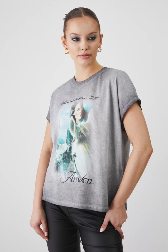 T-shirt bawełniany damski z kolekcji The Lord of the Rings kolor szary RW24.TSDA80 szary RW24