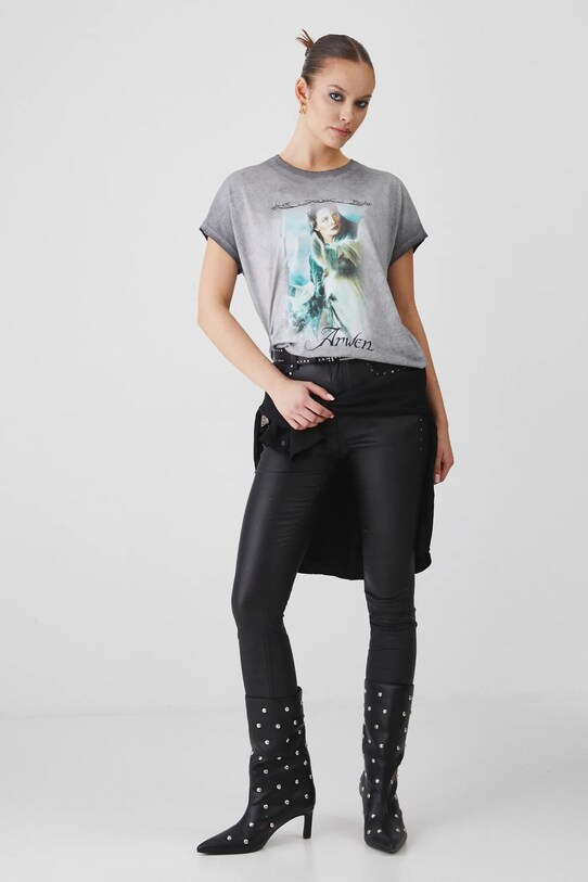 Odzież T-shirt bawełniany damski z kolekcji The Lord of the Rings kolor szary RW24.TSDA80 szary