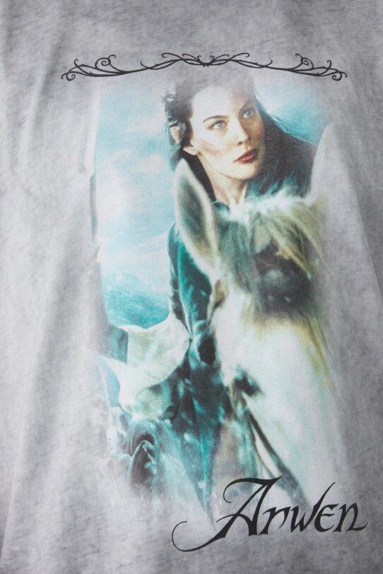 T-shirt bawełniany damski z kolekcji The Lord of the Rings kolor szary RW24.TSDA80