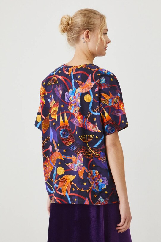 T-shirt bawełniany damski z domieszką elastanu z kolekcji Karolina Matyjaszkowicz x Medicine kolor multicolor multicolor RW24.TSDB51
