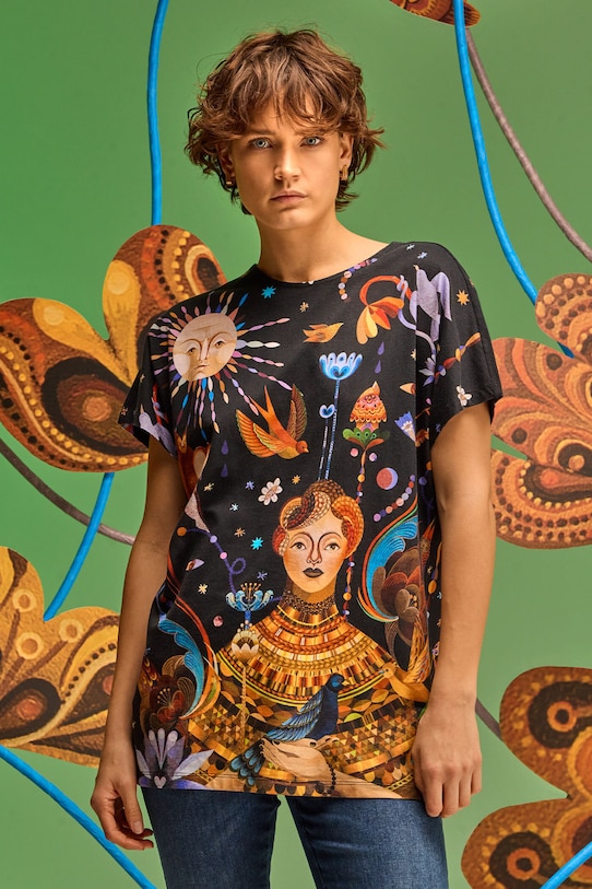 Medicine t-shirt bawełniany wzorzyste czarny RW24.TSDB53
