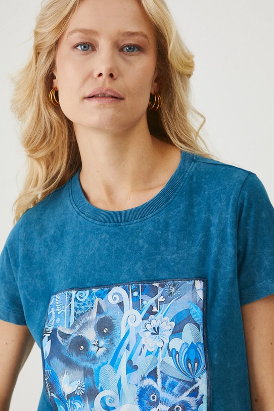 Bavlnené tričko dámske z kolekcie Karolina Matyjaszkowicz x Medicine tyrkysová farba RW24.TSDB57 tyrkysová