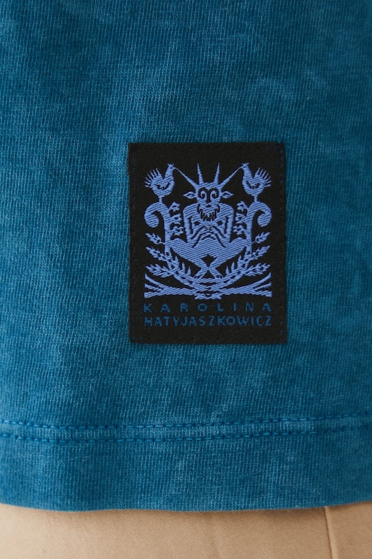 Bavlnené tričko dámske z kolekcie Karolina Matyjaszkowicz x Medicine tyrkysová farba RW24.TSDB57