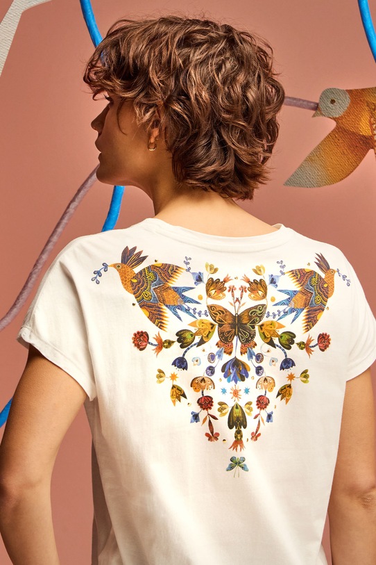 T-shirt bawełniany damski z kolekcji Karolina Matyjaszkowicz x Medicine kolor beżowy okrągły beżowy RW24.TSDB60
