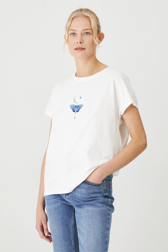 T-shirt bawełniany damski z kolekcji Karolina Matyjaszkowicz x Medicine kolor beżowy beżowy RW24.TSDB60